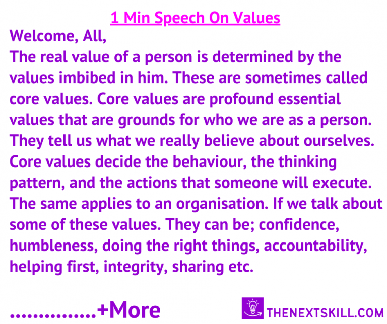 speech writing importance of values