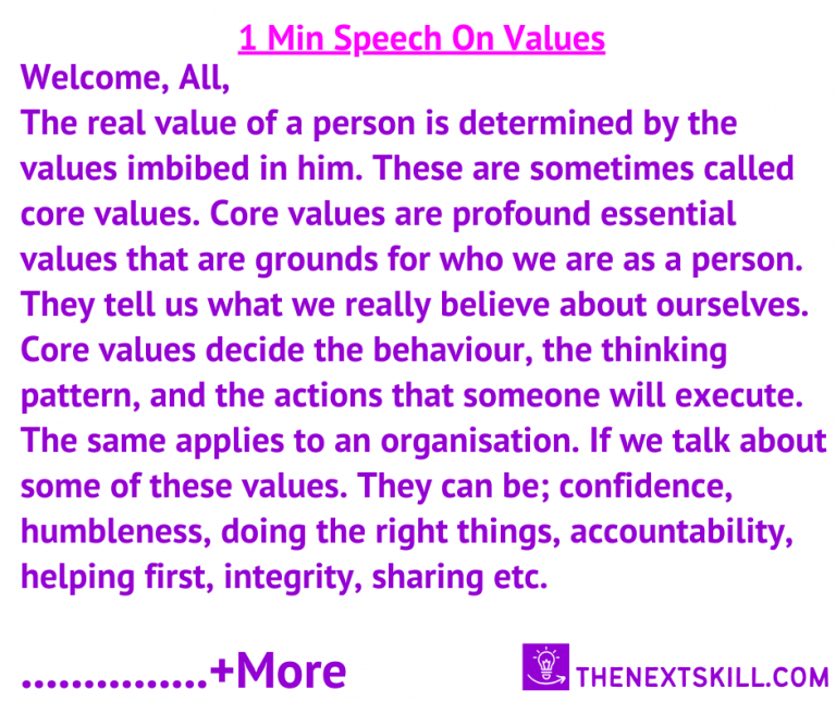 speech on importance of values in shaping an individual