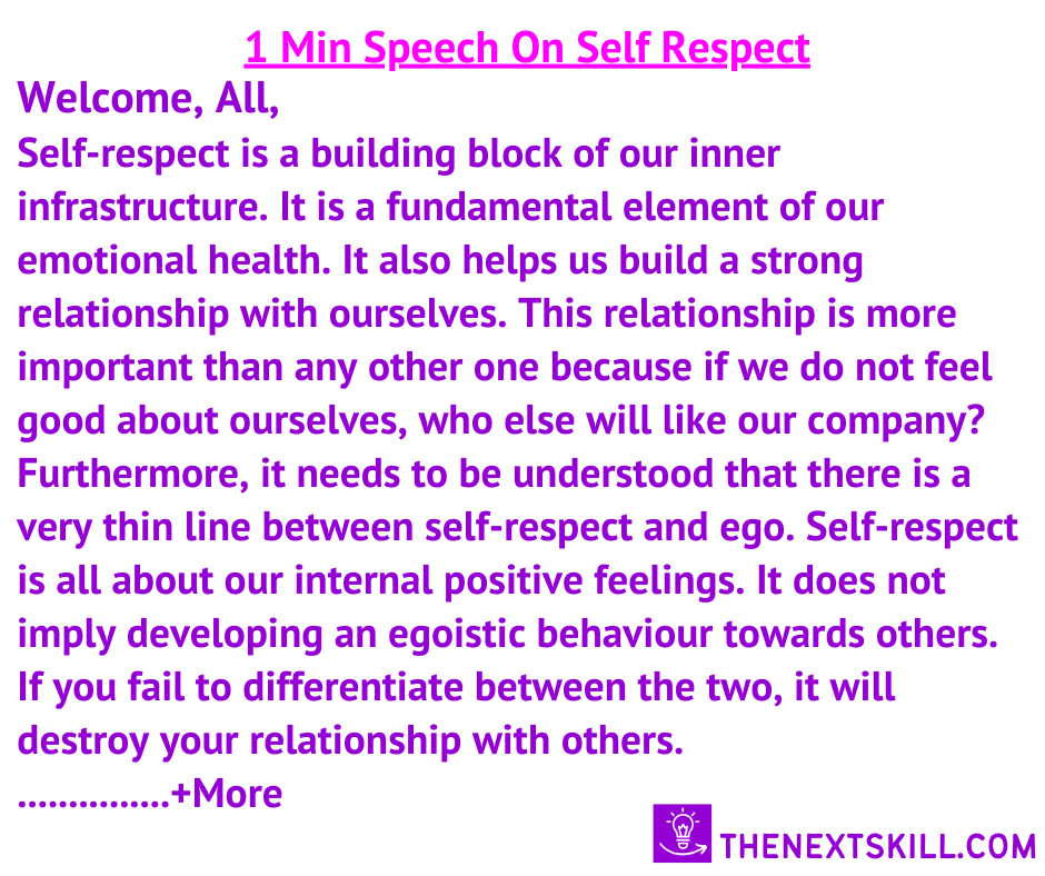 Short Speech On Self-Respect