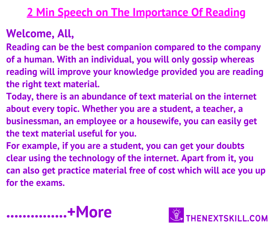 2 Minute Speech On The Importance Of Reading