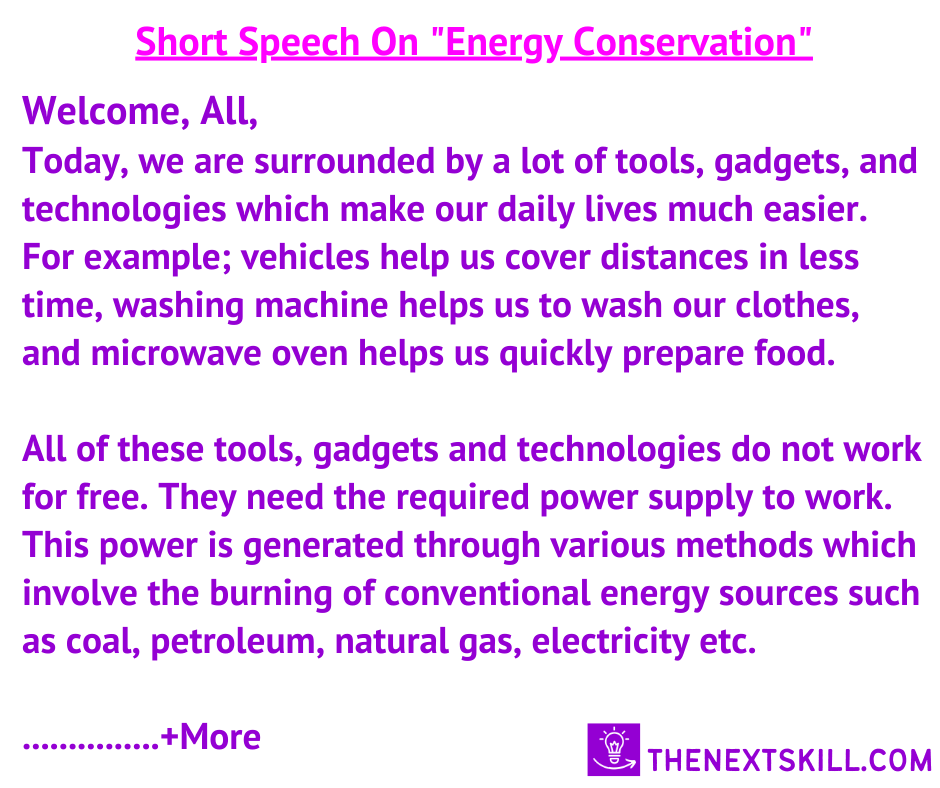 Short Speech On Energy Conservation