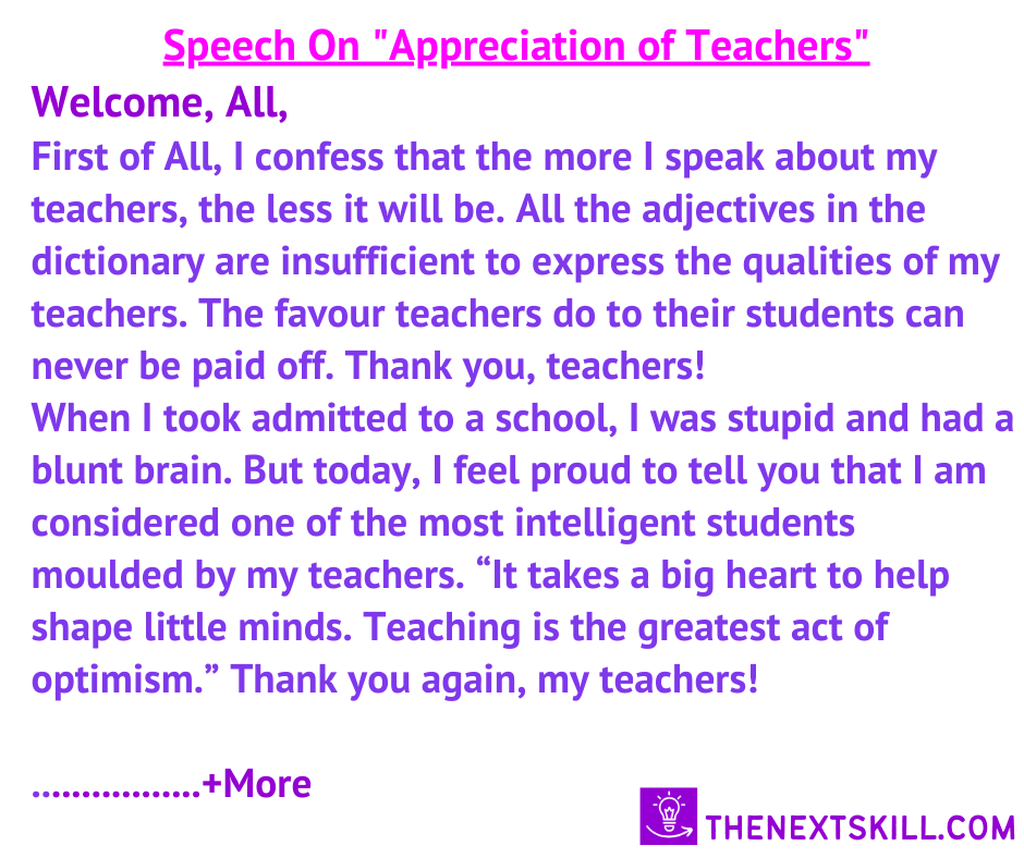 Appreciation of Teachers- Short Speech