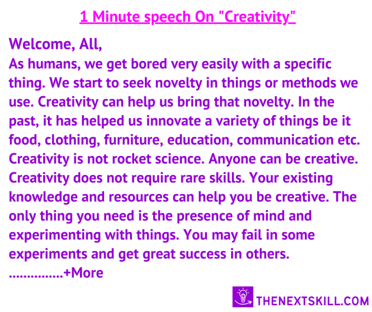 short speech on creativity