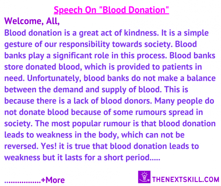 speech writing on blood donation