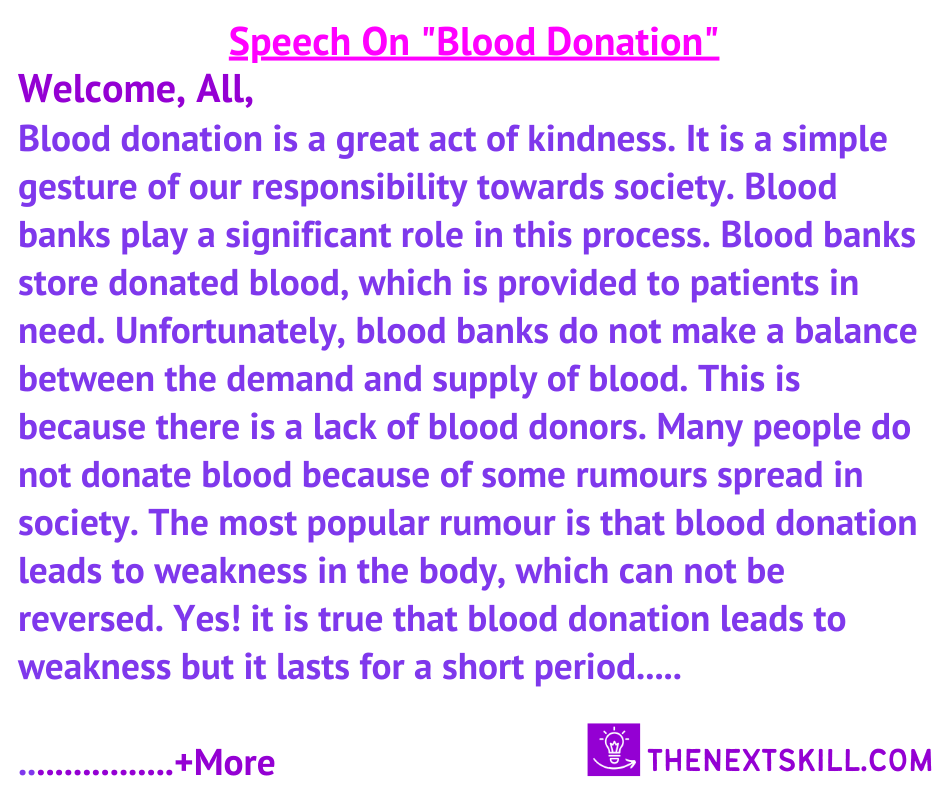 3 Minute Speech on Blood donation