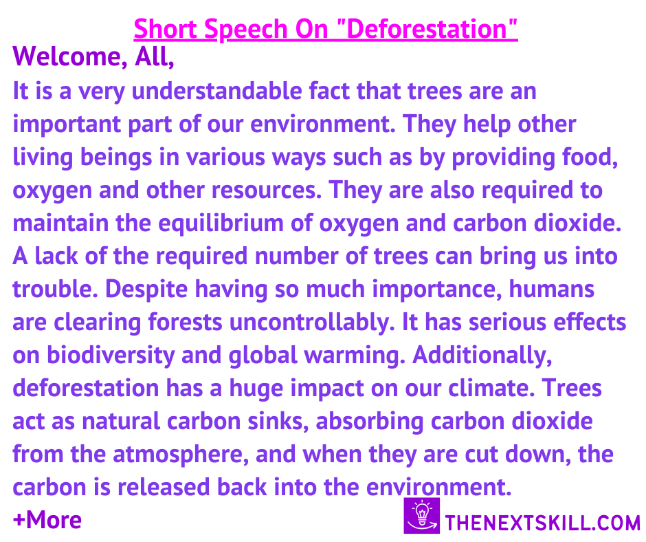 short speech on deforestation