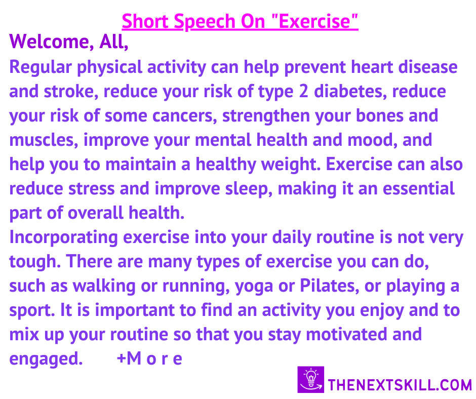 short Speech on exercise